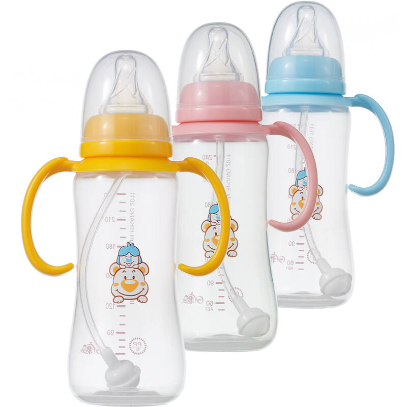 日康 圆弧形有柄pp自动奶瓶 婴儿奶瓶 标准口径240ml