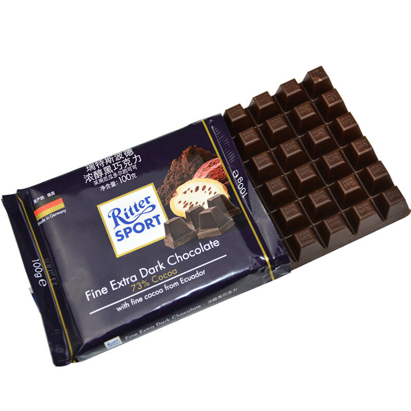 德国进口rittersport瑞特斯波德浓醇黑巧克力100g