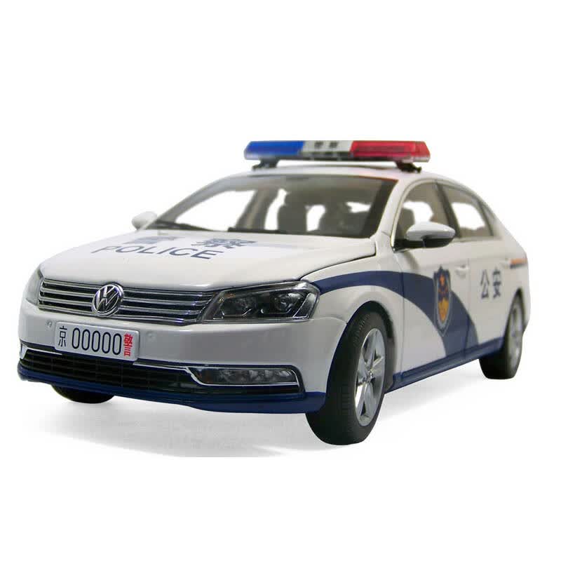 大众新迈腾警车模型 汽车模型 一汽大众原厂 1:18 白色 合金车模