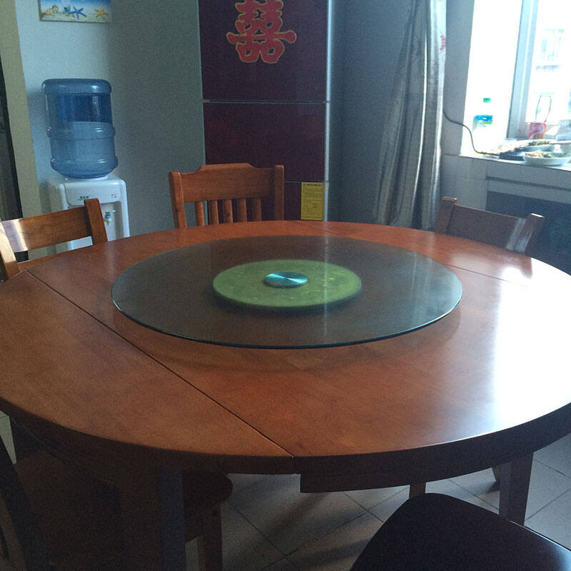丽巢家具 实木圆转盘 餐桌圆桌转盘 多色可选 钢化玻璃转盘 玻璃转盘