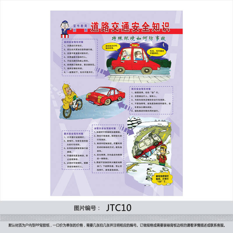 交通安全宣传画 海报 交通挂图贴画 交通安全常识 特珠环境 jtc10