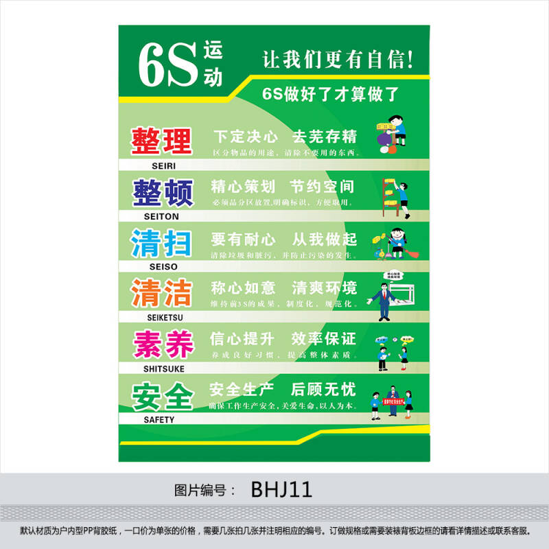 6s现场管理 6s宣传海报 6s挂图 6s宣传画 6s运动bhj11