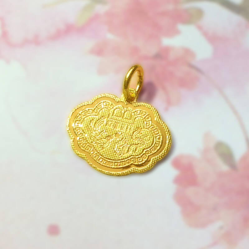 凤瑞麟 黄金吊坠宝宝黄金锁长命富贵金锁生肖猴锁片实心999足金吊坠