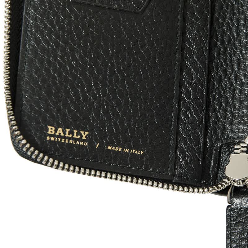 自营 bally 巴利 男士黑色牛皮长款拉链钱夹 maas 780