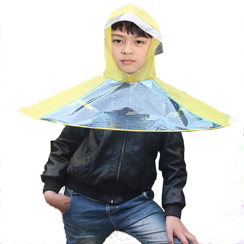 物有物语 无柄雨伞 时尚儿童雨衣男童斗篷透明雨披女学生头戴式飞碟