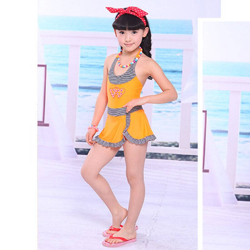 海韵莱 新款夏装儿童泳衣游泳衣 可爱女孩 5123 橙色