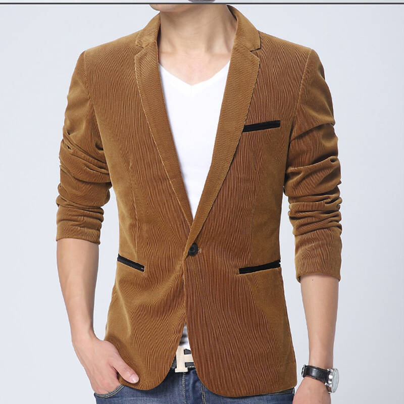 刻舟木 2014秋装新款平绒西服修身小西装男外套 21053 棕色 3xl