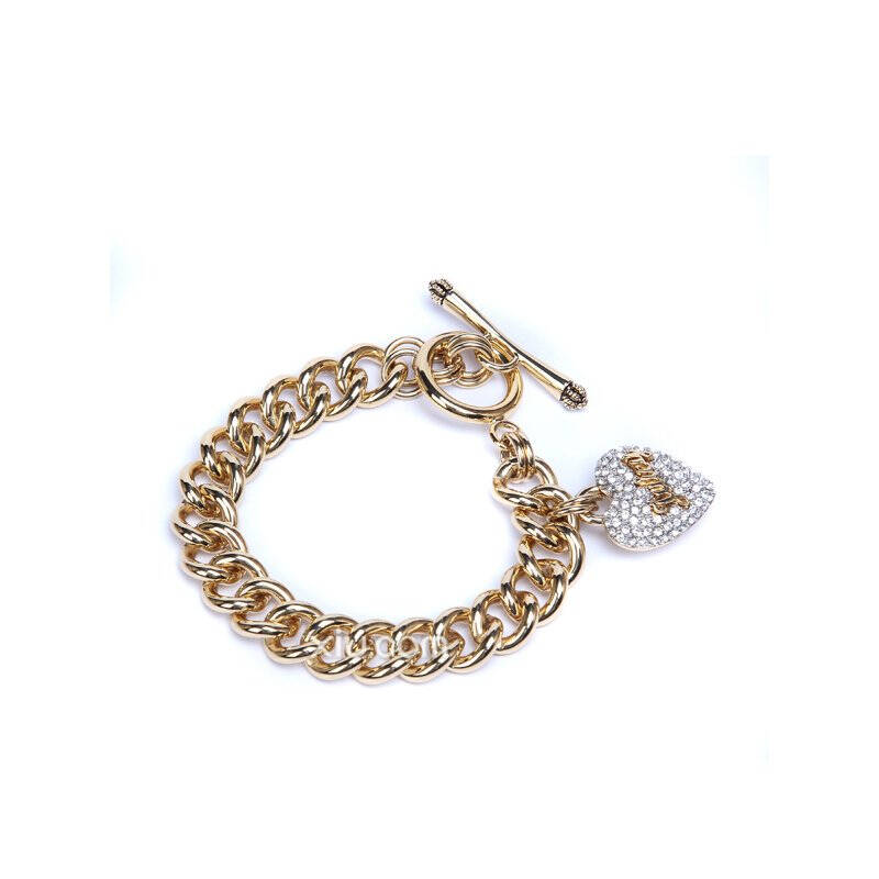 juicy couture 橘滋 b-pave heart chain 女士心形套锁扣手链 银色 f