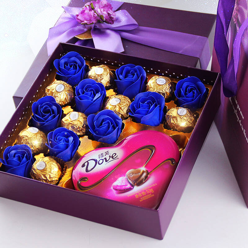 【顺丰次日达】德芙巧克力53g心语礼盒装含玫瑰花礼盒