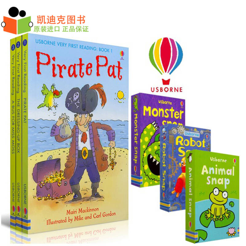 usborne very first reading 系列 1-3册 卡片 导读手册 精装