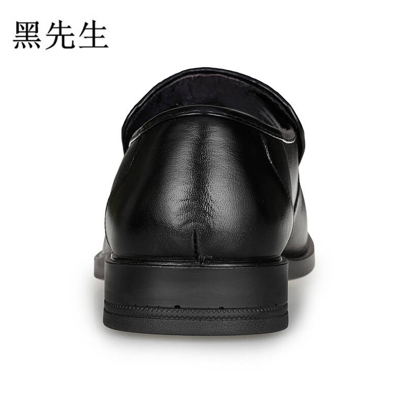 黑先生-2015秋冬新款男士软面纯色皮鞋时尚后跟圆头英伦风单鞋低帮
