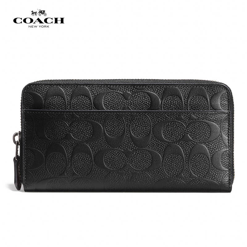 coach蔻驰 男士经典标志十字纹手拿包钱包 74918 黑色