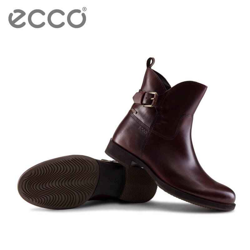 ecco爱步 2015秋冬新品 正装牛皮女靴 桑特 234793 棕色11014 38