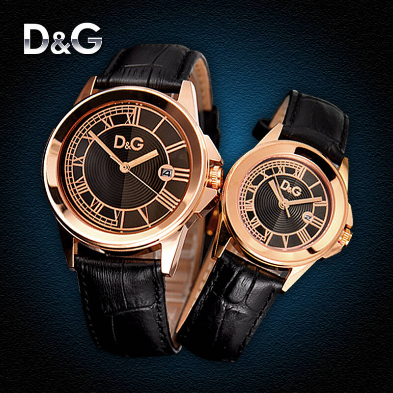 杜嘉班纳(d&g)手表 情侣手表一对dg手表时尚情侣表皮革表带石英表男女