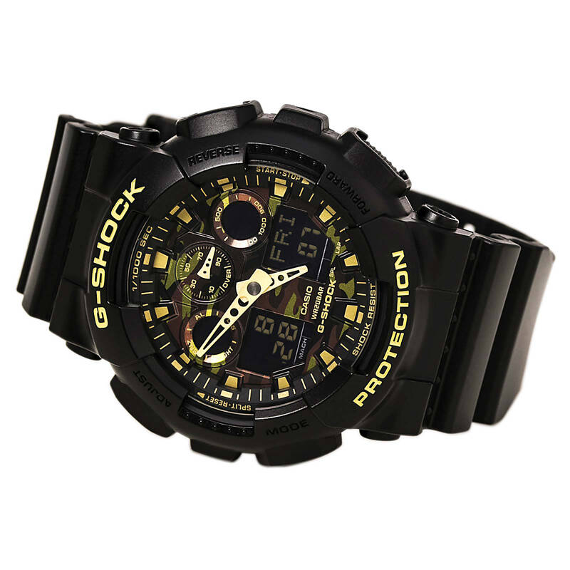 卡西欧(casio)手表 g-shock系列 陆军迷彩硬汉运动时尚型男运动双显表