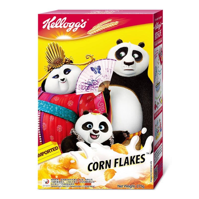 kellogg's 家乐氏功夫熊猫版 即食玉米片 牛奶麦片谷物 275g(新老包装