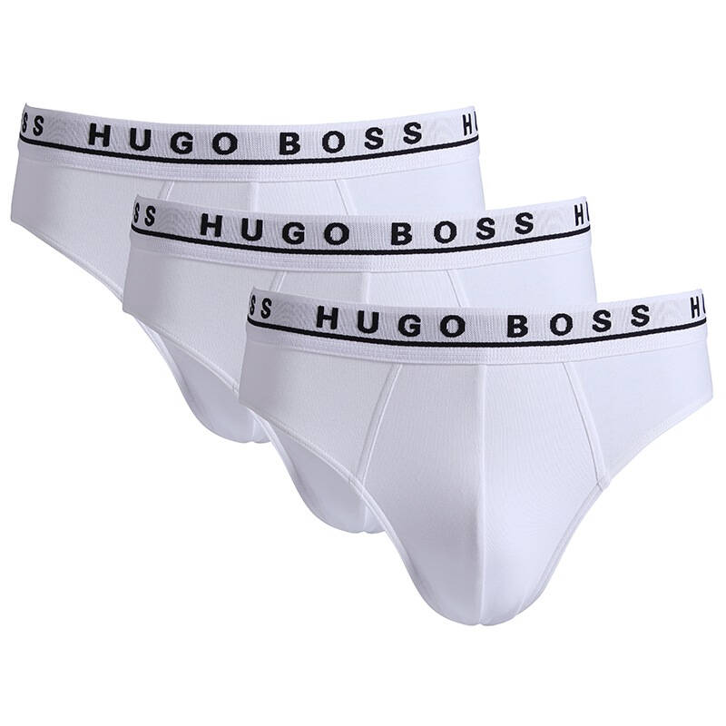 自营 hugo boss 雨果博斯 男士白色混纺三角内裤三件套 50236742 100