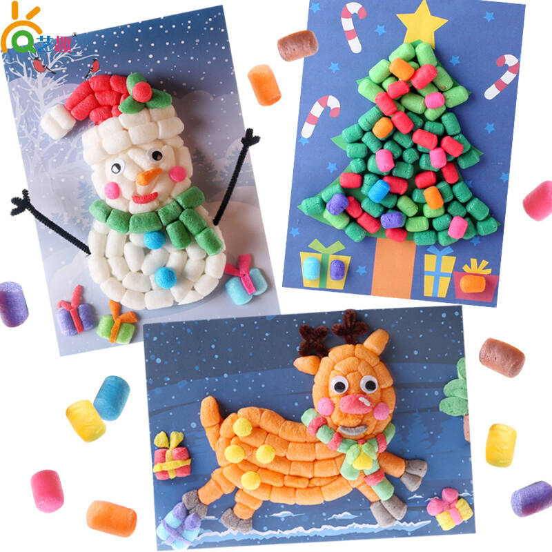 幼儿园手工材料包儿童黏贴圣诞节礼物diy玉米粒圣诞