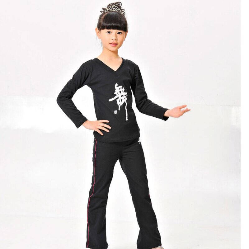 简约修身版 儿童舞蹈练功服女童拉丁舞练功套装少儿春秋 棉 上衣裤子
