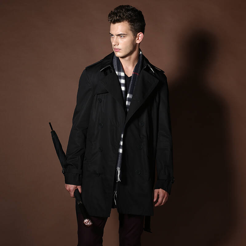 burberry男士棉质斜纹 trench 风衣双排扣绅士风衣外套3902350 m