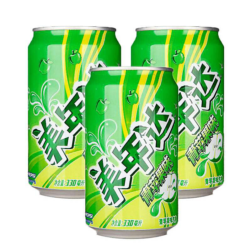 美年达青苹果味碳酸饮料 把乐带回家 330ml*24听 整箱