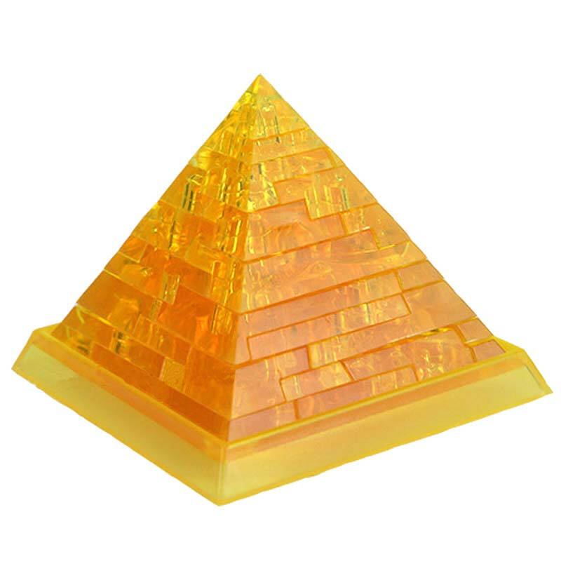 领智立体水晶拼图 金字塔 企鹅 钻石 拼插积木 摆件饰品 金字塔黄色