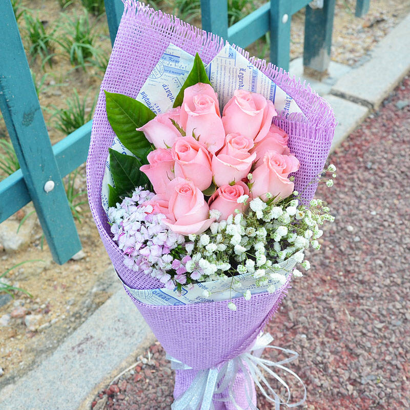 【花情】鲜花速递 33朵香槟玫瑰花束 鲜花快递 生日鲜花礼盒 全国同城