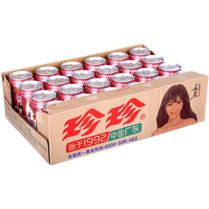 珍珍 碳酸饮料 荔枝味330ml*24听 整箱