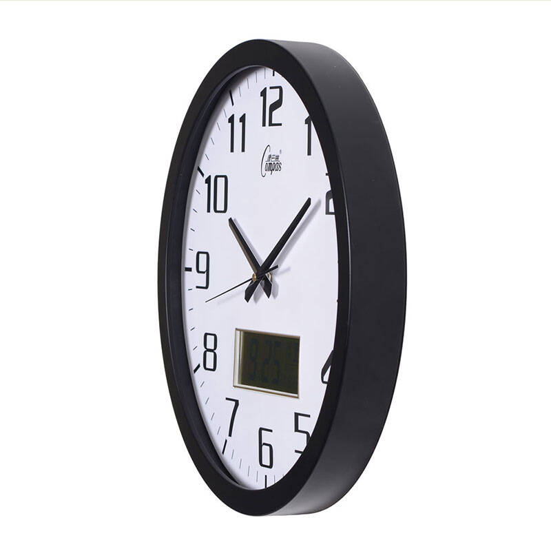 康巴丝(compas) 三代智能电波钟创意夜光液晶日历挂钟钟表客厅多款