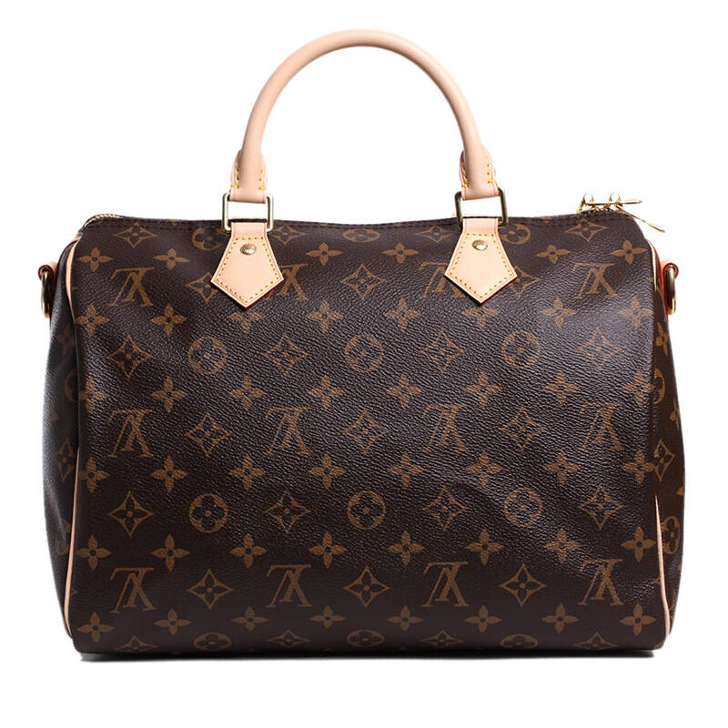 louis vuitton lv 路易威登 女士棕色帆布牛皮饰边手提斜挎包 m41112