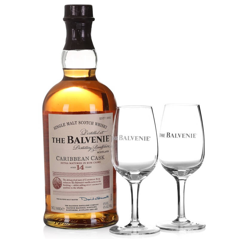 百富the balvenie 单一纯麦威士忌14年陈酿(加勒比桶陈酿)700ml礼盒