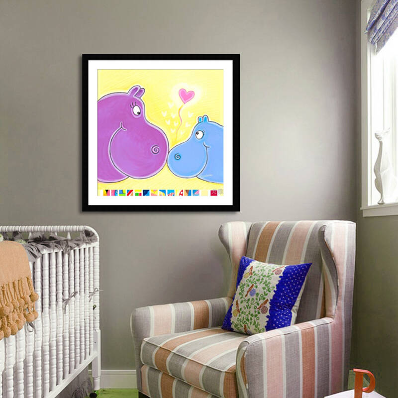 美家雅舍 装饰画儿童房现代简约小清新卡通动物挂画卧室床头墙画北欧