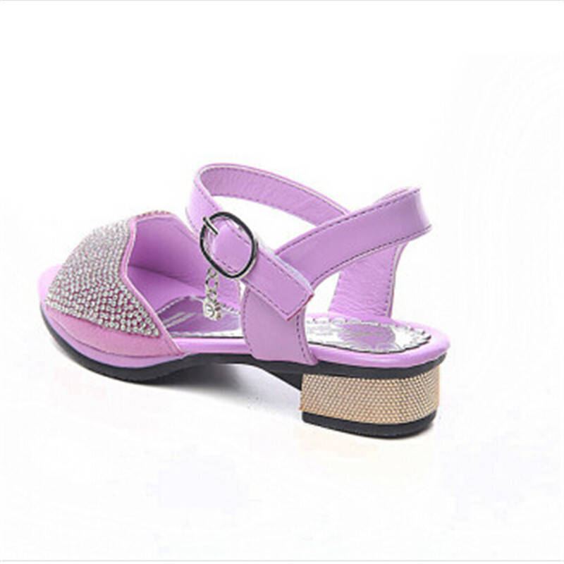 码女鞋子女童亲子款凉拖鞋水钻女童甜美露趾韩版儿童花园 l608浅紫色
