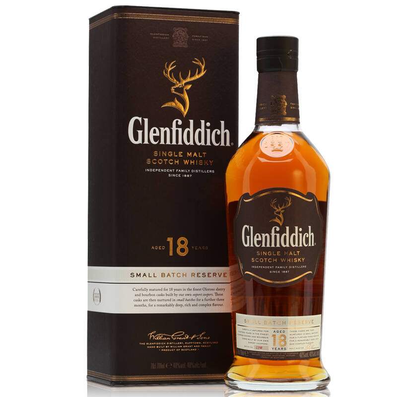 洋酒glenfiddich格兰菲迪单一麦芽威士忌(有盒 格兰菲迪18年700ml