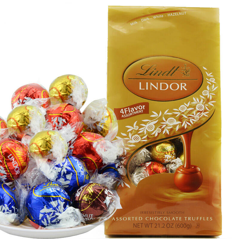 瑞士莲巧克力 进口lindt软心球巧克力600g 进口情人节日巧克力礼物