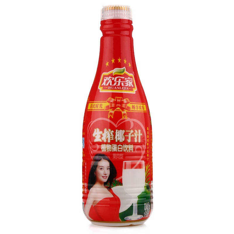 欢乐家 泰式生榨椰子汁 1L*1瓶 果肉型(红色圆