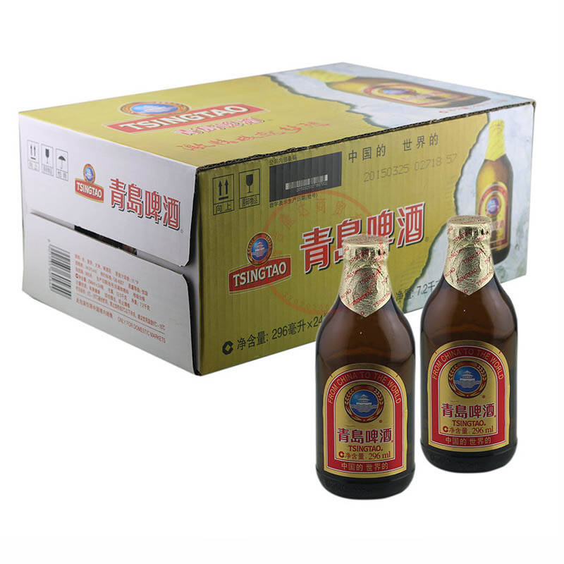 青岛啤酒青岛小金质 精致啤酒296ml*24瓶