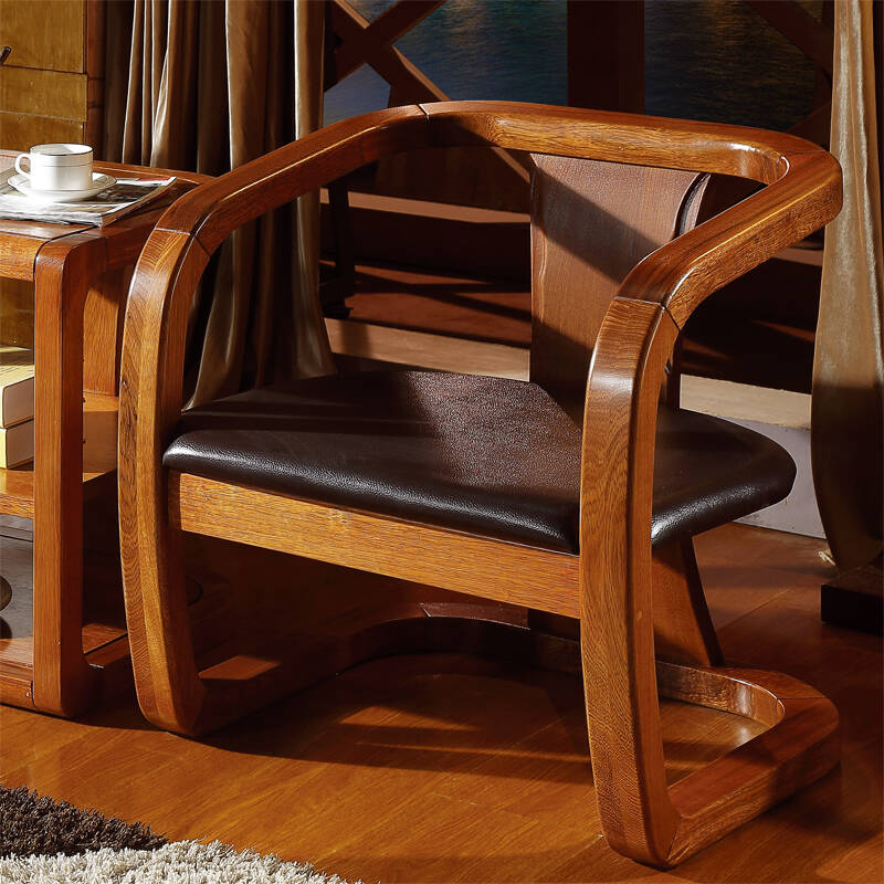 丽巢黄金木全实木休闲椅 中式实木家具 扶手椅子 单个