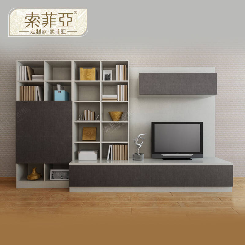 索菲亚 米拉波系列深色布纹现代简约组合式电视柜 深色布纹 柜门/平米