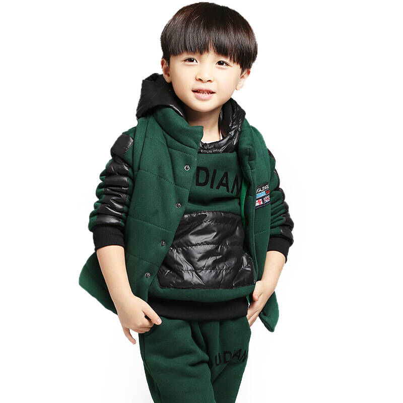 男童冬季棉服三件套2015韩版儿童卫衣加厚加