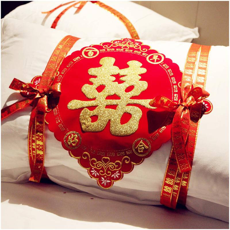 靓霜凝 剪纸 婚礼结婚庆用品婚房 高档绒布压床喜字床头喜门贴纸窗花