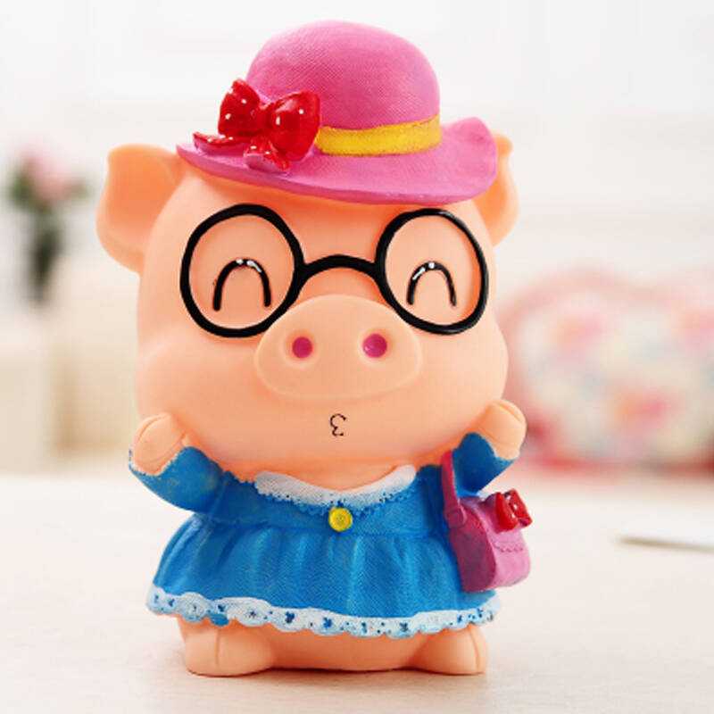 创意可爱不怕摔加大号酷潮猪存钱罐 搪胶猪猪储蓄罐时尚摆件礼品 眼睛