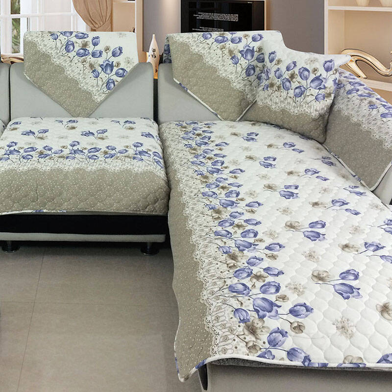 西子纱双面沙发垫防滑布艺绗缝沙发套四季两面坐垫 海洋花苞-反面防滑