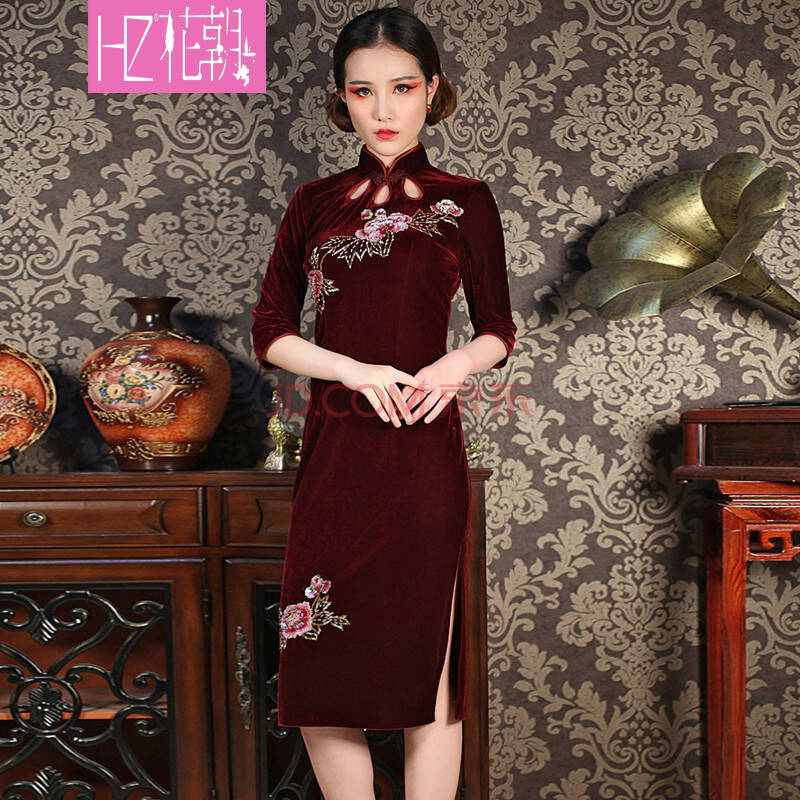 HZ花朝 2014春装新款红色新娘敬酒服中式复古