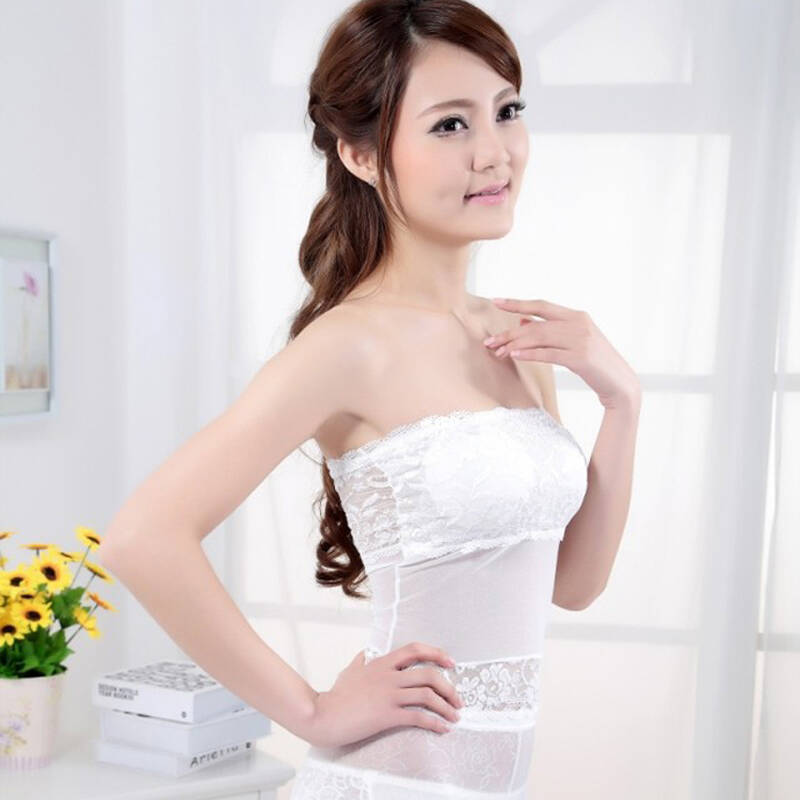 snsike 黑色白色蕾丝花边性感无痕抹胸 女式夏季必备走光隐形情趣文胸