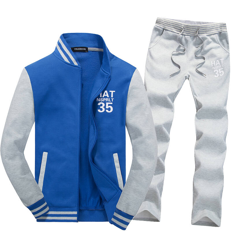 八哥bage秋冬新款 休闲 跑步 运动套装男运动服8861 天蓝色 m