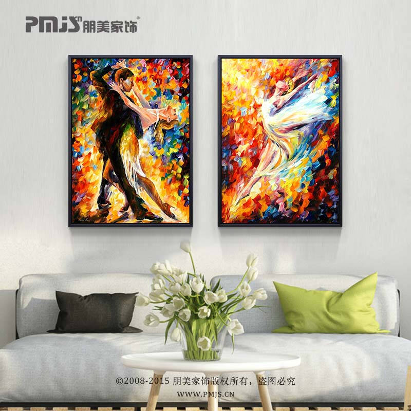 朋美家饰 客厅装饰画餐厅挂画沙发背景墙画咖啡厅酒吧装饰画手绘油画