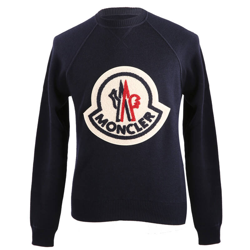 moncler 蒙口 男士黑蓝色休闲圆领短款羊毛衫 a2 09h 9032000 97940