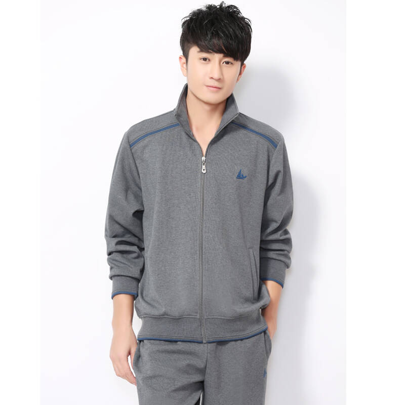 2016春秋季新品大码商务男装长袖开衫运动服休闲服运动男士套装棉 深