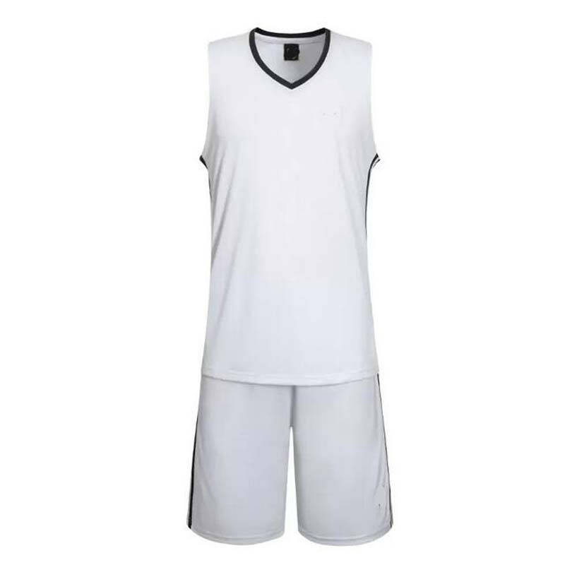 户外运动休闲篮球服球衣套装可印字图球服 出场比赛队服无袖套装 白色